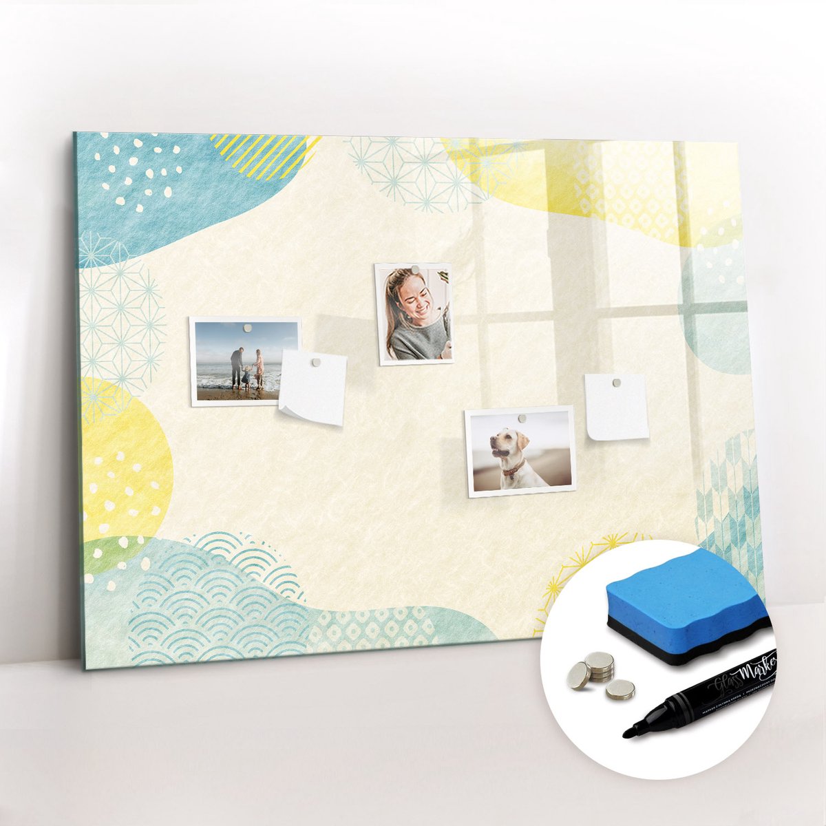 Tulup Whitebord - Patroonframe - 100 x 70 cm - Veelkleurig Memobord Magnetisch - Gratis 5 Sterke Magneten + Whiteboard Marker & Wisser - Moderne Wanddecoratie - Magnetisch Memobord - Planning Muur