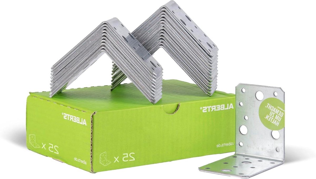Hoekverbinder Staal - Versterker Bevestiger - Houtverbindingen Maken - Sendzimir Verzinkt - 90 x 90 x 65 mm - Zilver