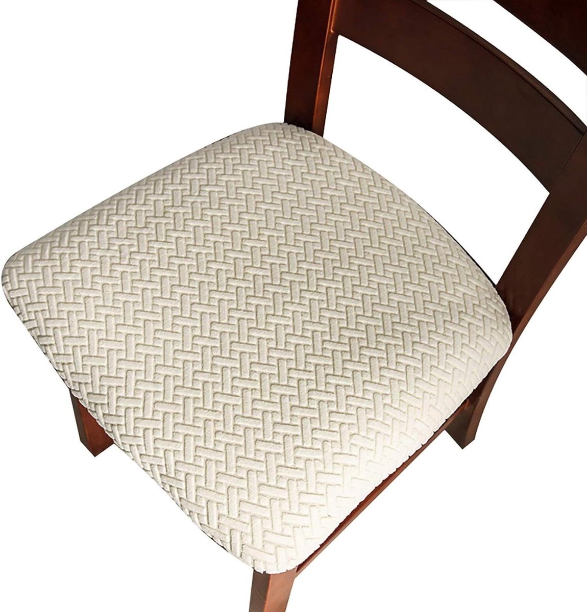 Stoelhoezen Eetkamerstoel - Keukenstoelhoezen Beschermhoes - Meubels Beschermen - Zachte Jacquard Stof - 16-20 inch zitkussen - Beige