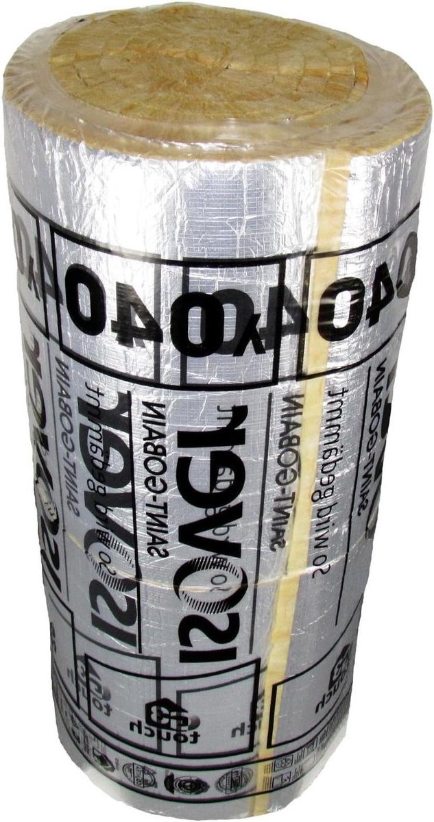 Isolatiemat Glaswol - Lamellen Mat - Bouw Isolatie - Aluminium Gelamineerd - 40 mm Dik - Grijs