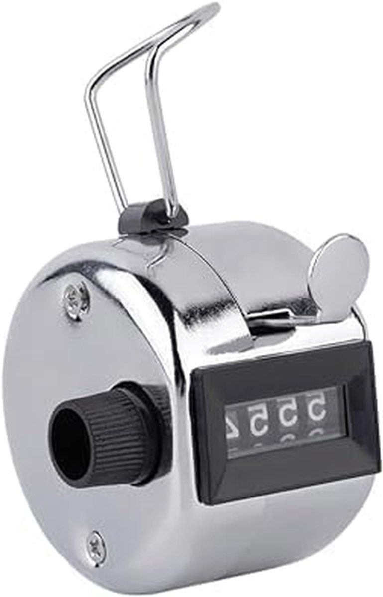 Handmatige Teller - Telapparaat Clicker - Activiteiten Tellen - Metalen Stevige Behuizing - 4 Cijfers - Zilver