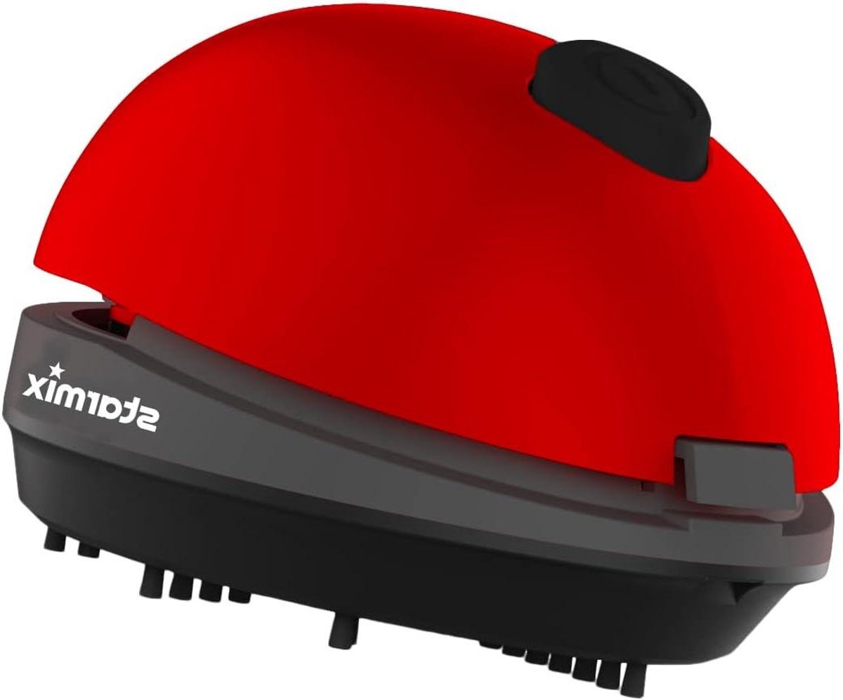 Mini Tafelstofzuiger - Kruimeldief - Kleine oppervlakken reinigen - Draadloos en Snel - 3 Volt - Rood