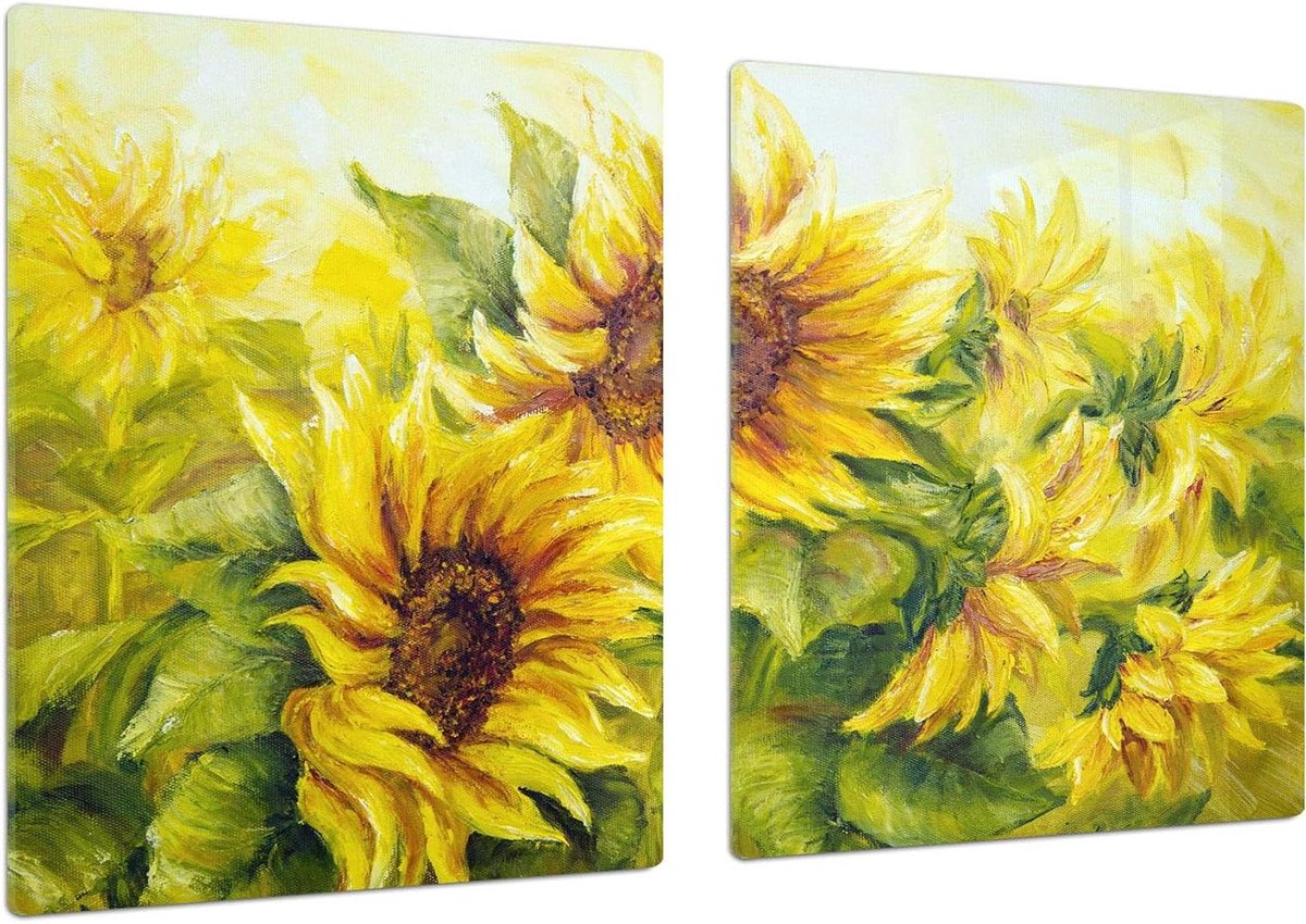 Glazen Keukenplank - Snijplank Werkblad - Keukenwerk - Slag- en krasbestendig - 80 x 52 cm - Zonnebloem 3