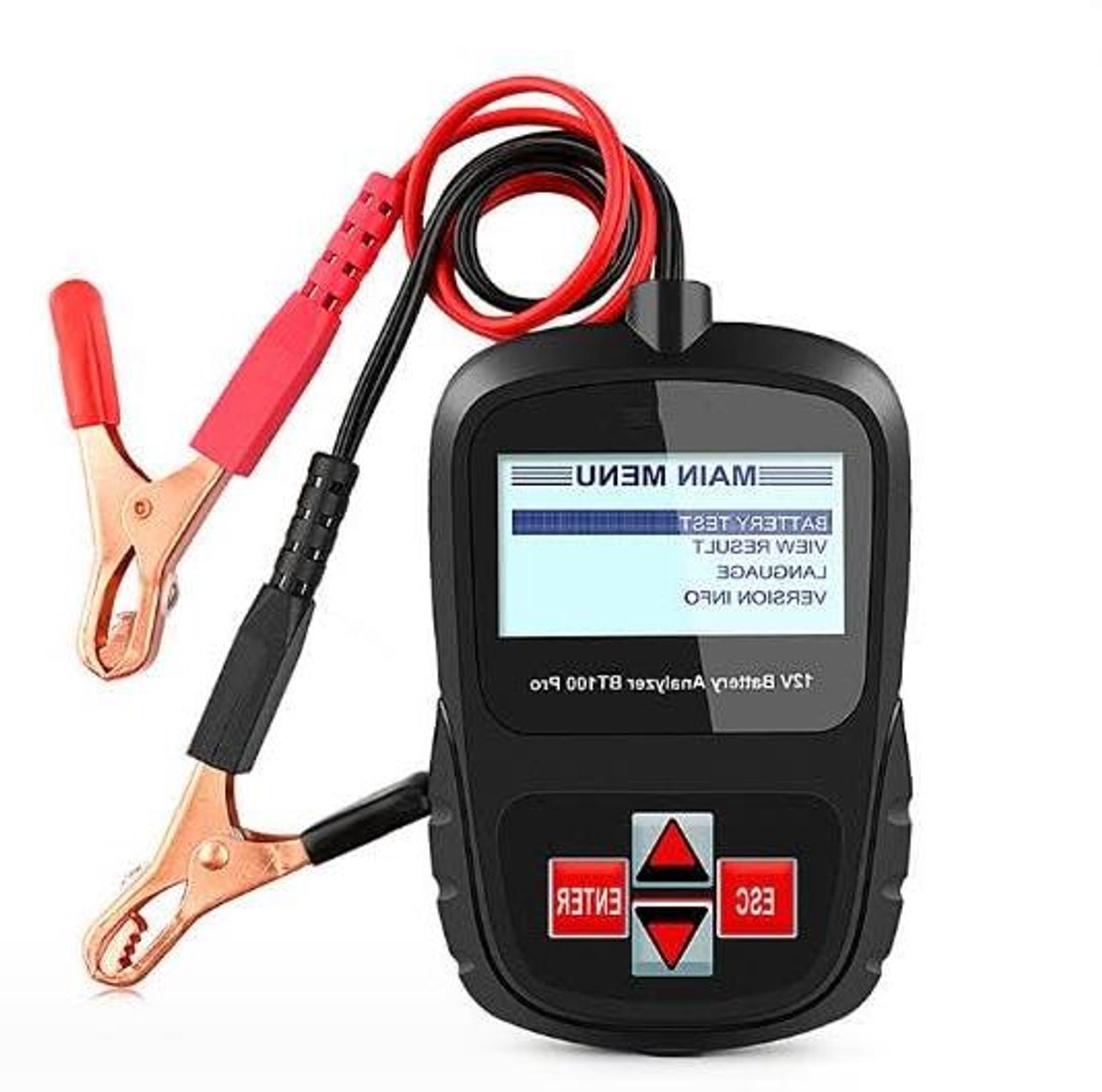 Digitale Accutester - Batterij Analysator - Auto Onderhoud - Test Meerdere Batterijtypes - 100-800 CCA - Zwart