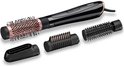 BaByliss airstyler met vier opzetstukken: föhnmondstuk, volumeborstel, gladmakende borstel en 38mm borstel.