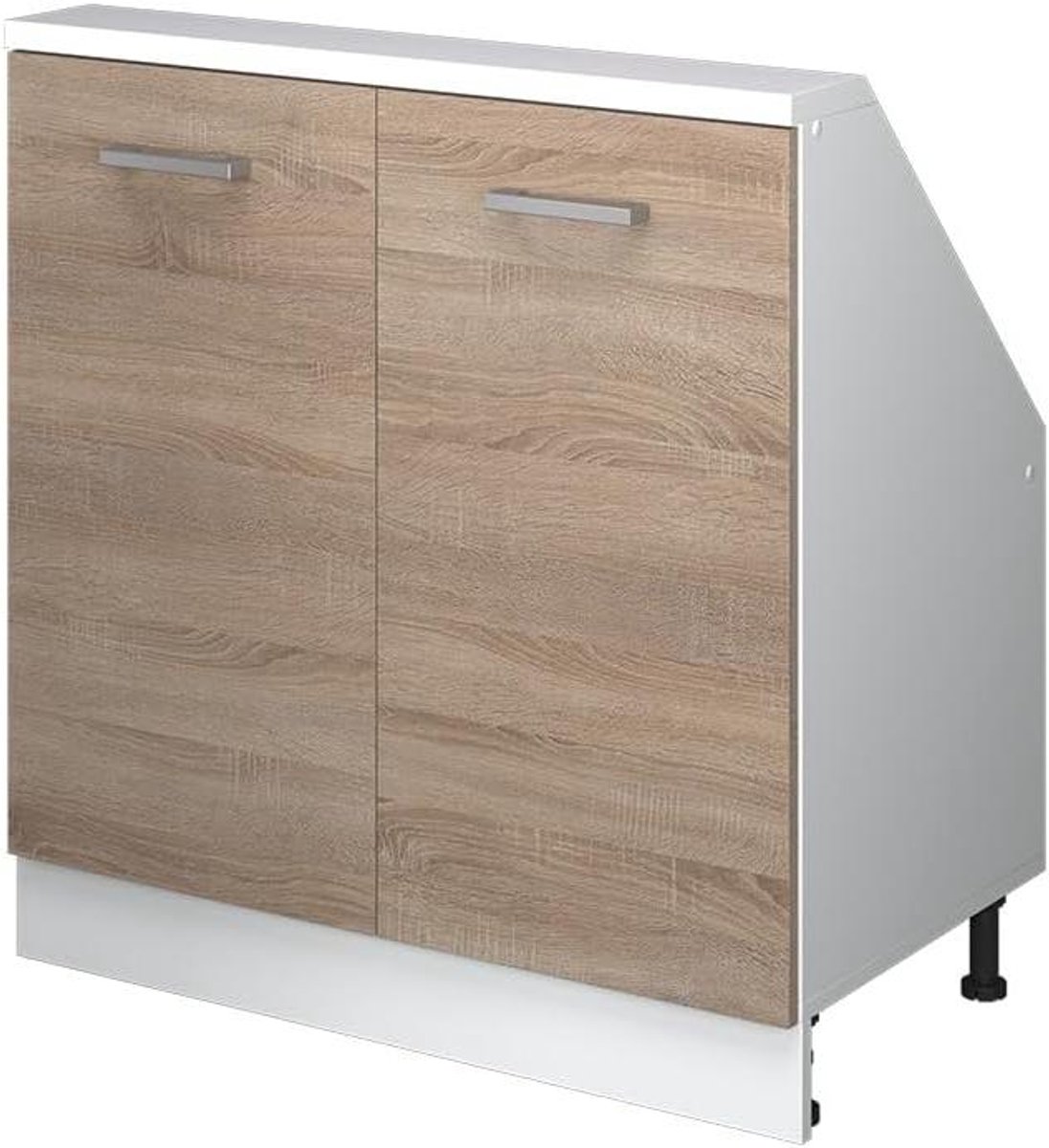Keukenkast Schuine Wand - Opbergkast Hoek - Keuken Organiseren - Speciaal Ontworpen - 80 cm Breed - Sonoma Wit
