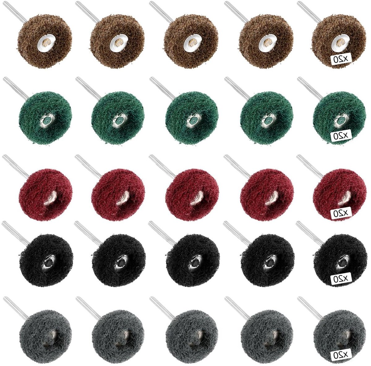 Slijpschijven Set - Polijstschijven Roterend Gereedschap - Metaal Bewerken - Verschillende Korrels - 25 mm Diameter - Bruin