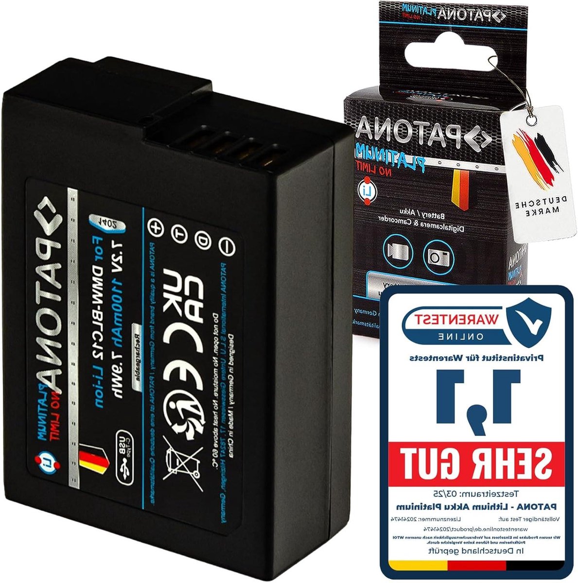 Camera Accu - Reserve Batterij - Fotograferen Onderweg - Directe USB-C Ingang - 1100 mAh - Zwart
