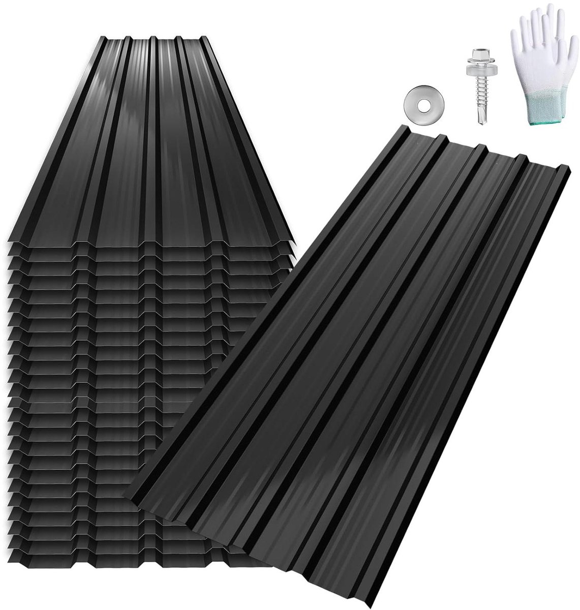 Trapeziumplaten Dakplaten - Golfplaten Profielplaten - Dak Wandbekleding - Verzinkt Staal Roestwerend - 129.5 x 45 cm - Groen