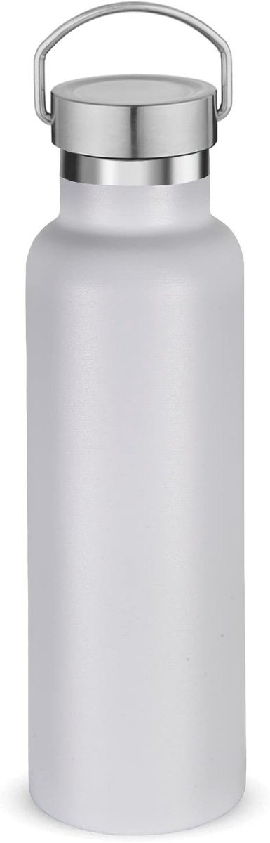 Roestvrij Staal Waterfles - Reisfles Thermosfles - Hydratatie Onderweg - Vacuüm Geïsoleerd Dubbele Wand - 600 ML - Wit