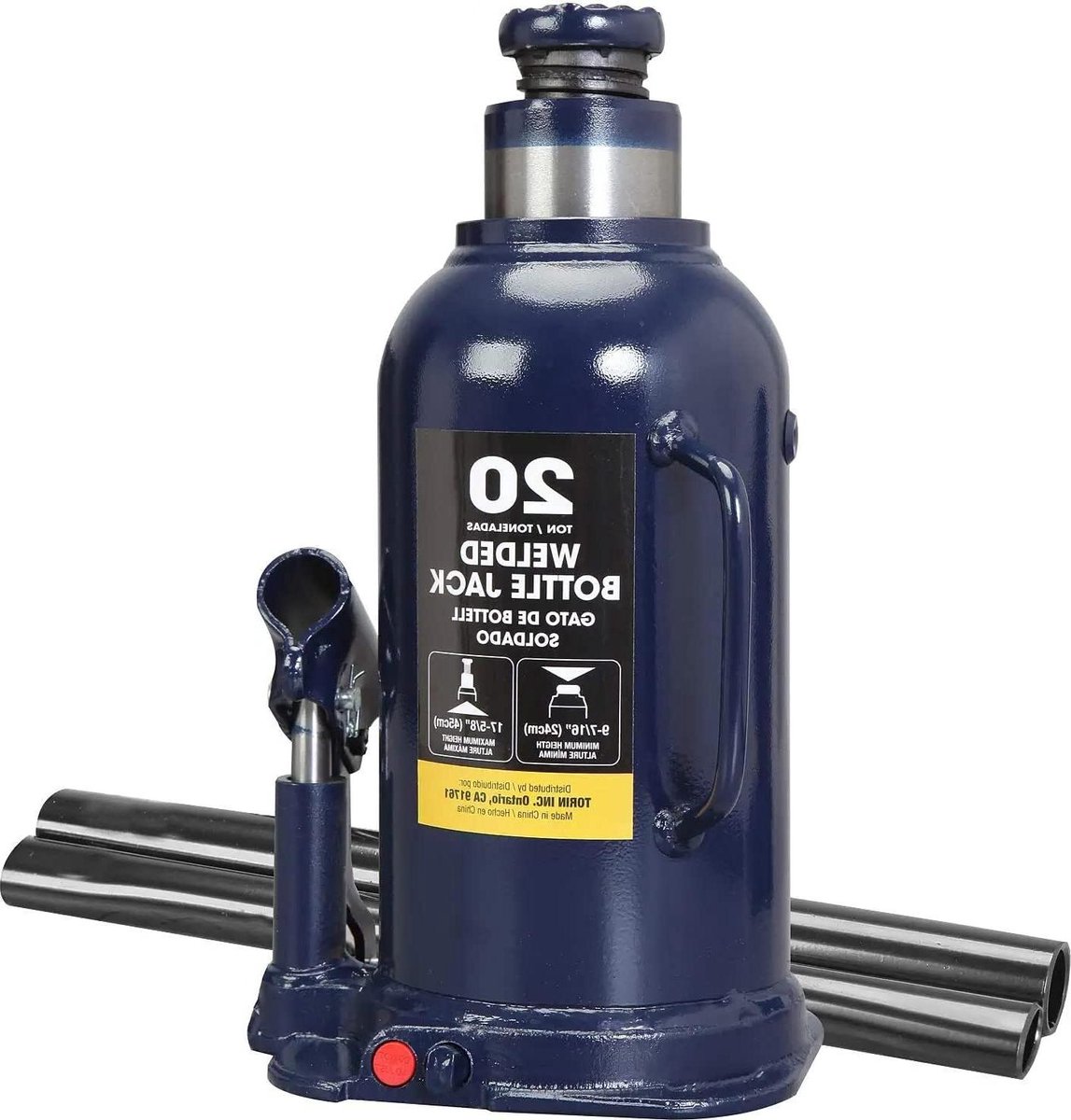 Hydraulische Fleskrik - Autokrik Krik - Auto's Hefen - Gelaste Staalconstructie - 20 Ton Capaciteit - Blauw
