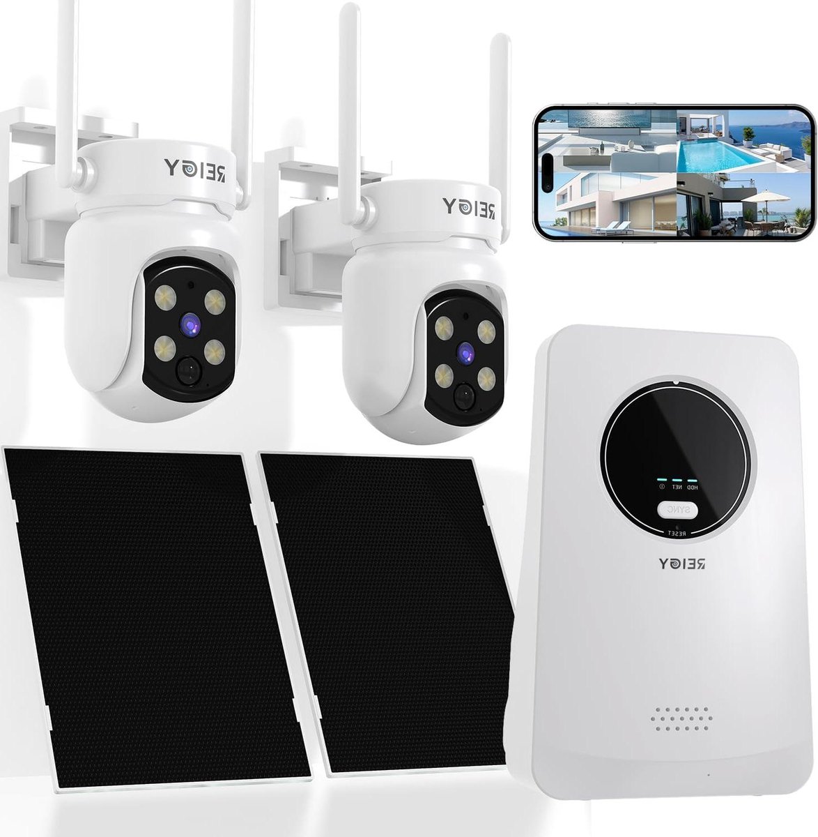 Bewakingscamera Set - Wi-Fi Camera Solar - Huis Beveiligen - 100% Draadloos - 4MP - Wit