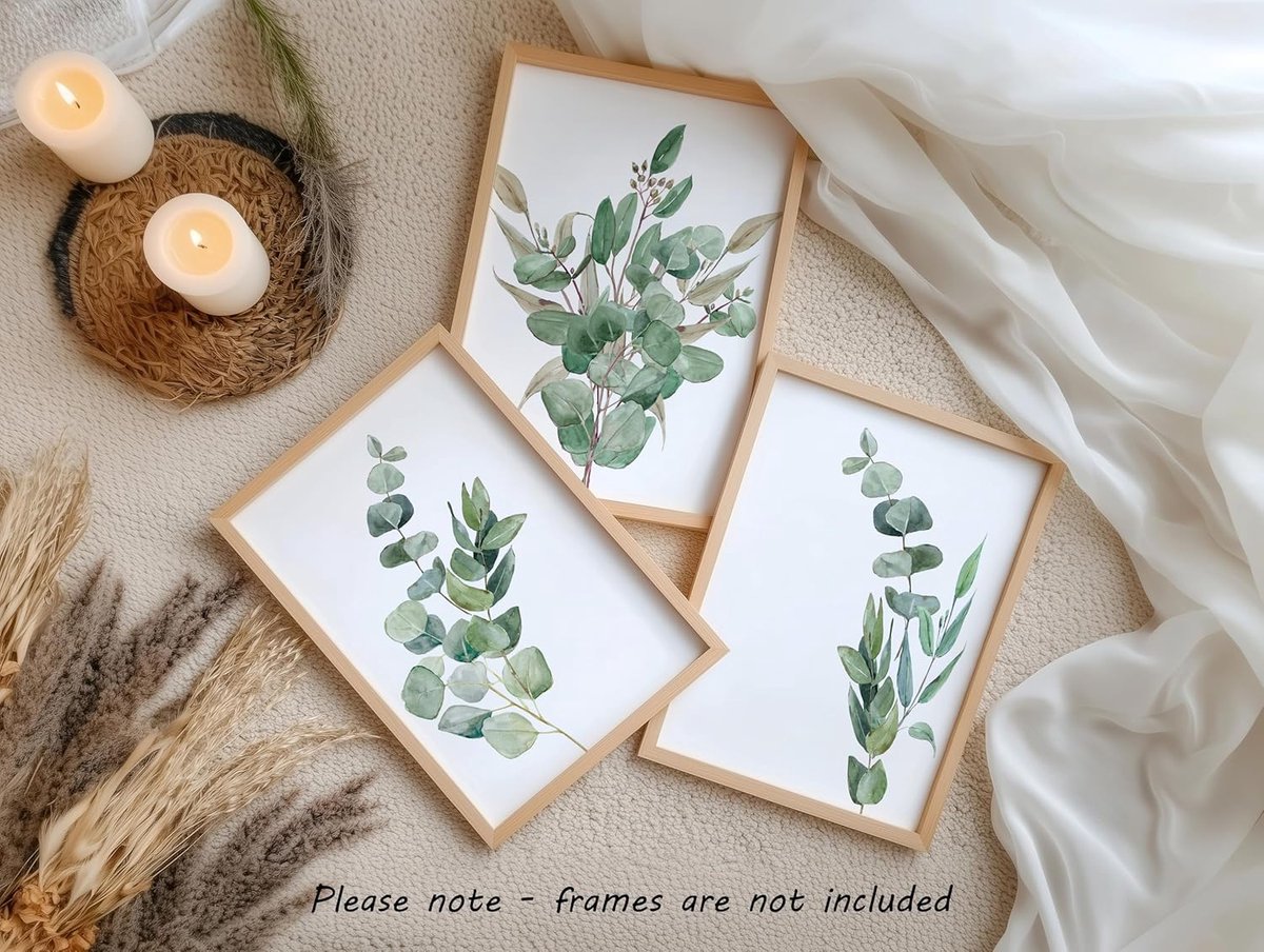 botanische kunst aan de muur, set van 3 niet-ingelijste afdrukken, abstracte tropische plantendecoratie, woonkamer slaapkamer, badkamer poster huisdecoratie, groene bladeren plant (A3) — cadeau in Wonen & Interieur - foto 5