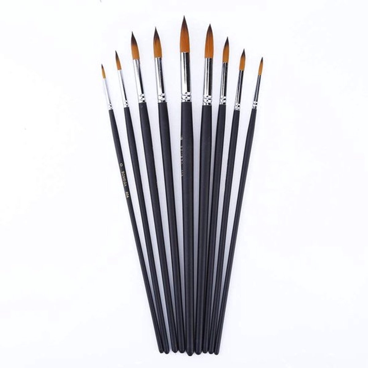 Vt products - Ronde Puntige Tip Verfborstels - 9 Stuks - Hoogwaardige