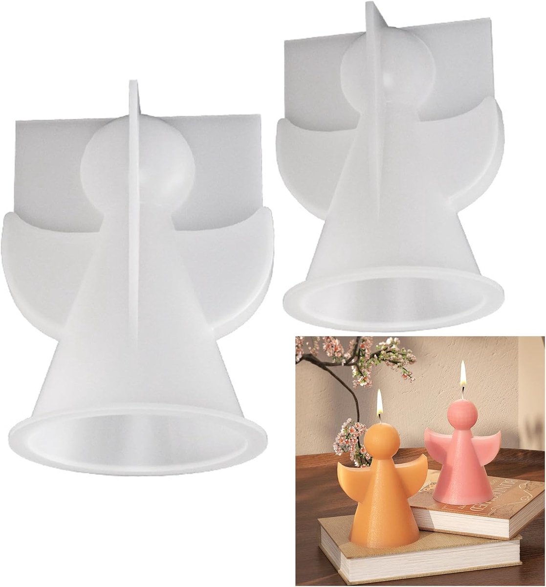 2 stuks Engel siliconen kaarsenvorm - 3D gietvormen set voor DIY kaarsen, zeep, gips en handwerk