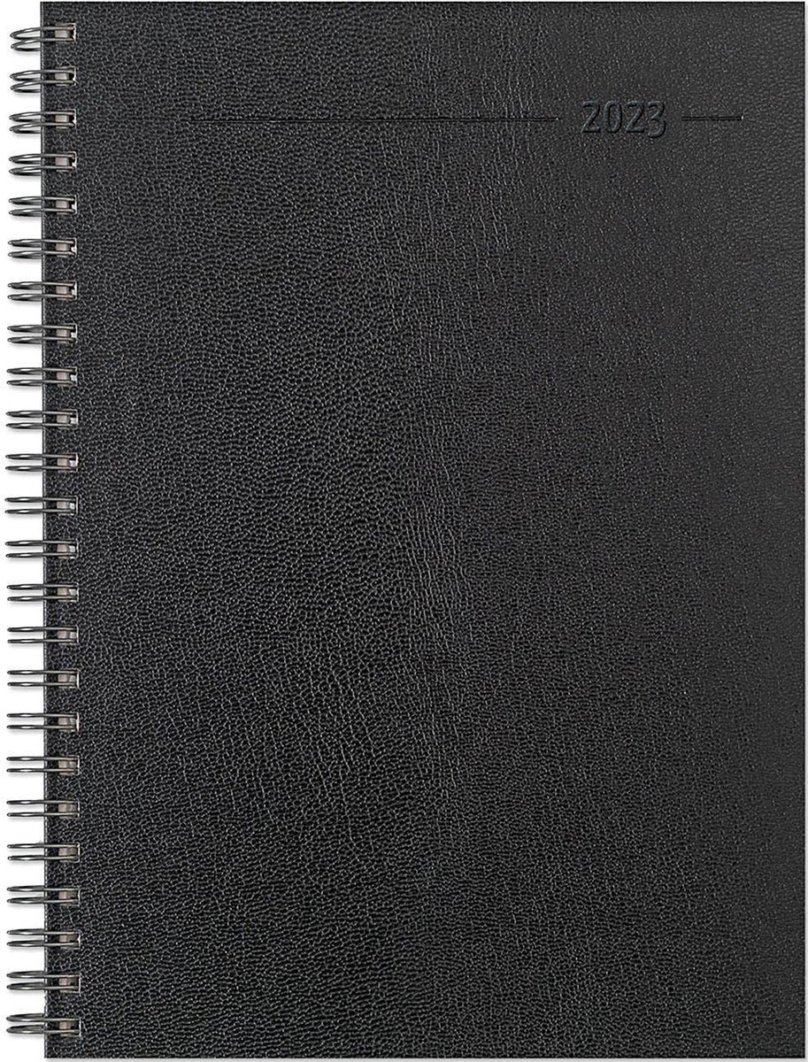 Balacron schwarz 2023 - Büro-Kalender A5 - Cheftimer - black - Ringbindung - 1 Woche 2 Seiten - 128 Seiten - Alpha Edition