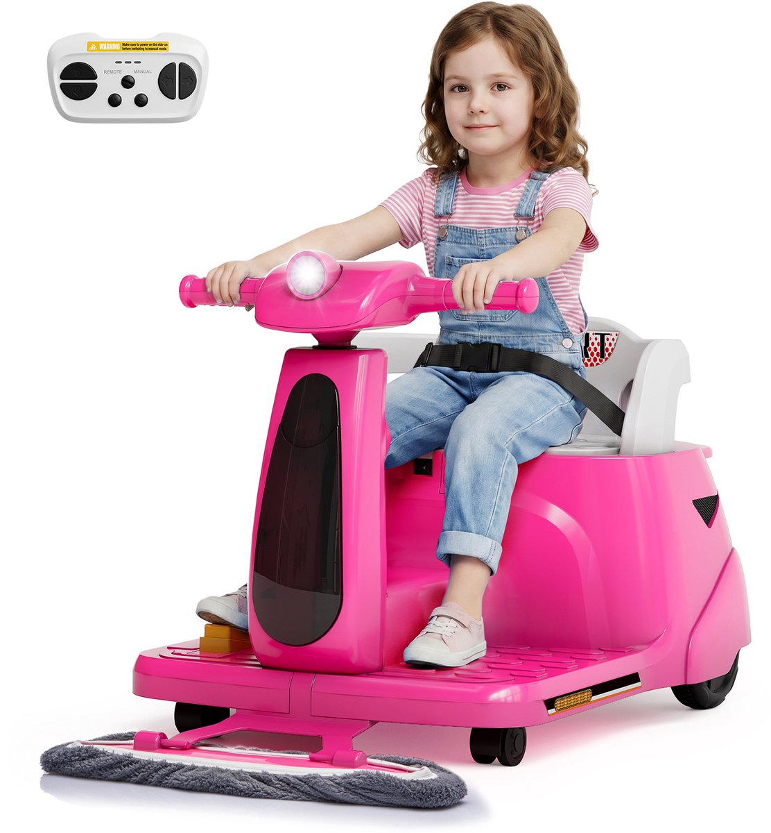 Danky-Roze elektrische kinderauto met afstandsbediening – 12V ride-on auto voor kinderen 3-6 jaar – Tweezitter met veiligheidsgordel, vooruit/achteruit, veilig speelgoed voor meisjes – WH502