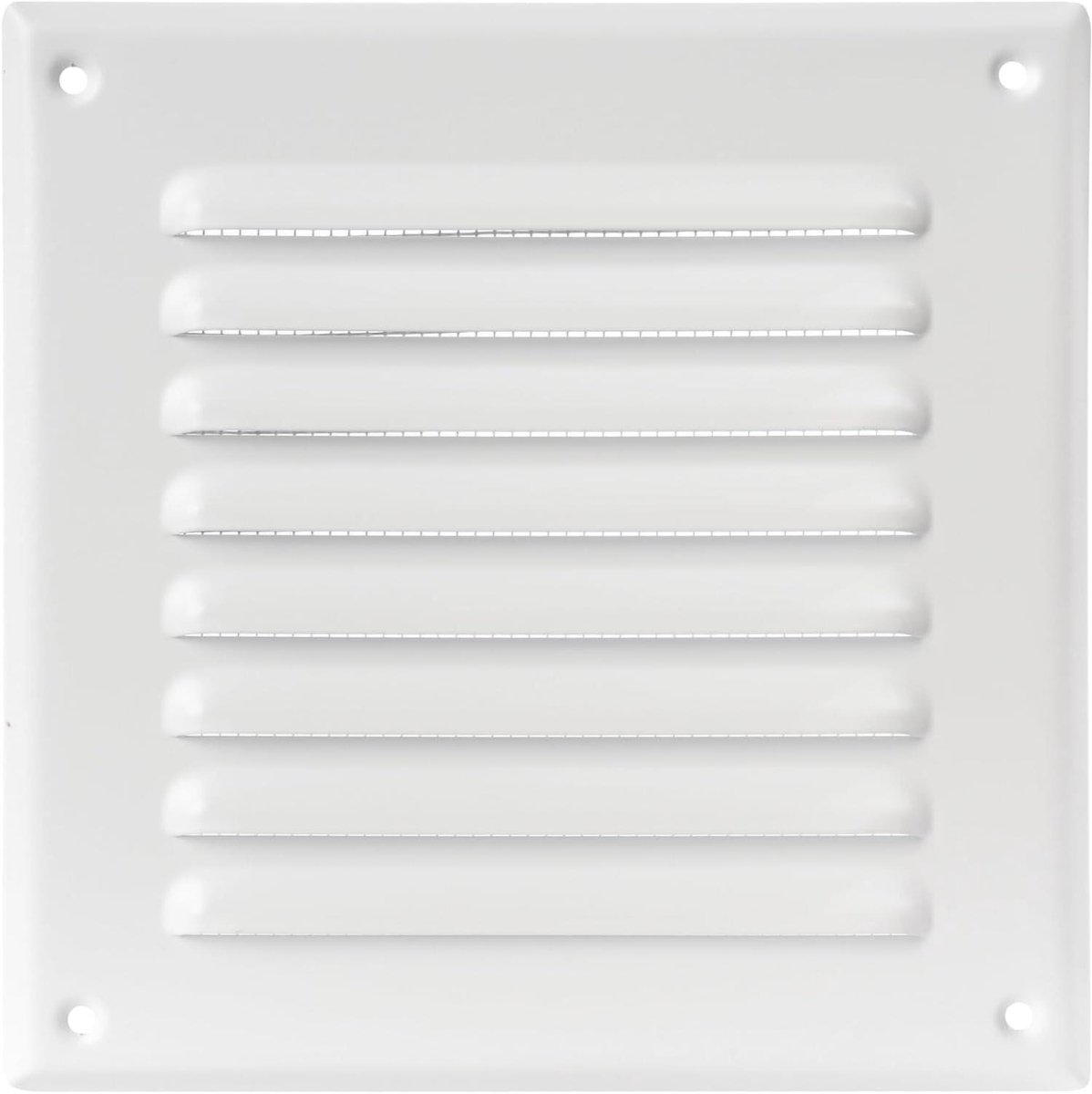 Ventilatie Rooster - Lucht Uitlaat - Ventilatie Binnen - Insectenmesh - 16.5 x 16.5 cm - Wit