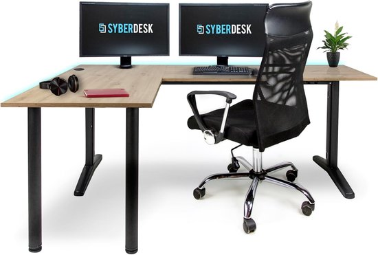 Gaming Hoekbureau - L-vorm bureau Speeltafel - Gaming setup - Geïntegreerd kabelbeheer - 197 x 132 cm - Hout — afbeelding 2