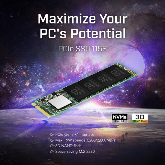 Interne SSD - NVMe Drive - Snelle Data Toegang - 3D NAND Technologie - 250 GB - Zwart — afbeelding 4