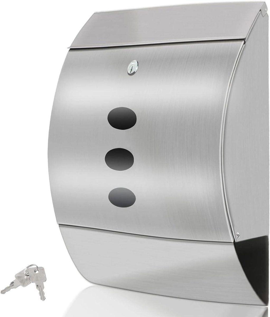 Wandmontage Brievenbus - Buitenpost Bus - Post Ontvangen - Grote Capaciteit - 41 cm - Zilver