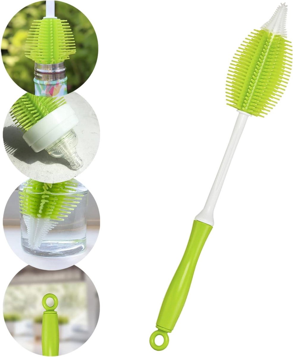 Flessenborstel Set - Baby Fles Borstel - Baby Fles Reinigen - Geïntegreerde Nippelborstels - 1 Stuk - Groen