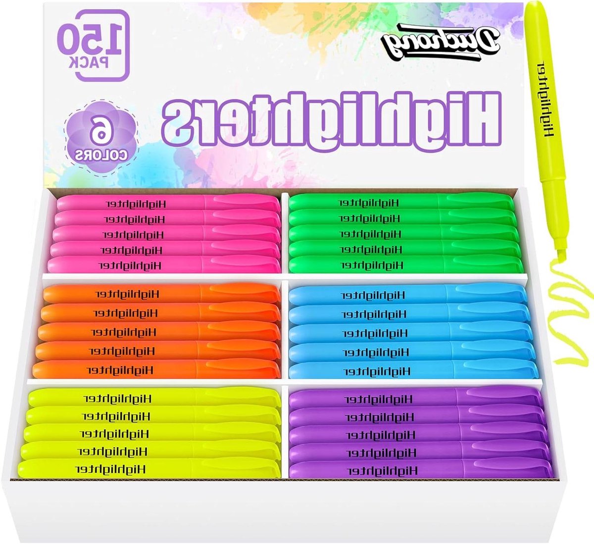 Highlighters Assorti - Markers Markeren - Studie en Kantoor - Sneldrogende Inkt - 150 stuks - Multicolor