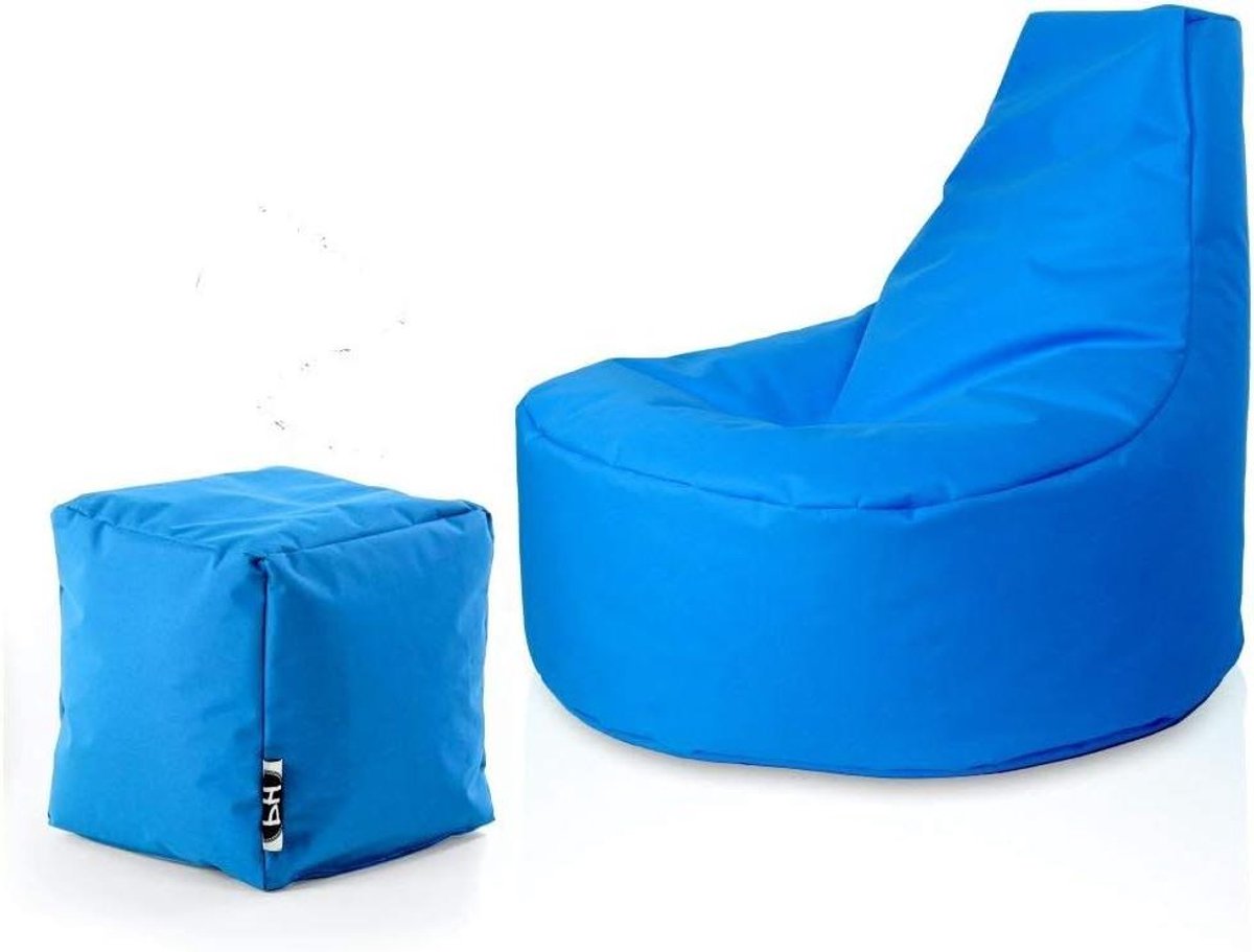 Gamer Zitzak Kubus Set - Zitkubus Bean Bag - Ontspannen Gamen - Waterafstotend Nylon - Ø80cm 90cm Hoogte - Koningsblauw