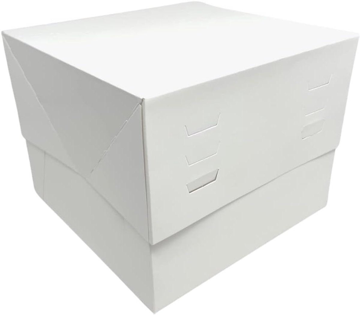 Taartdozen - Verhuisdozen taart Bakdozen - Taart Presenteren - In Hoogte Verstelbaar - 20 x 20 x 30 cm - Wit