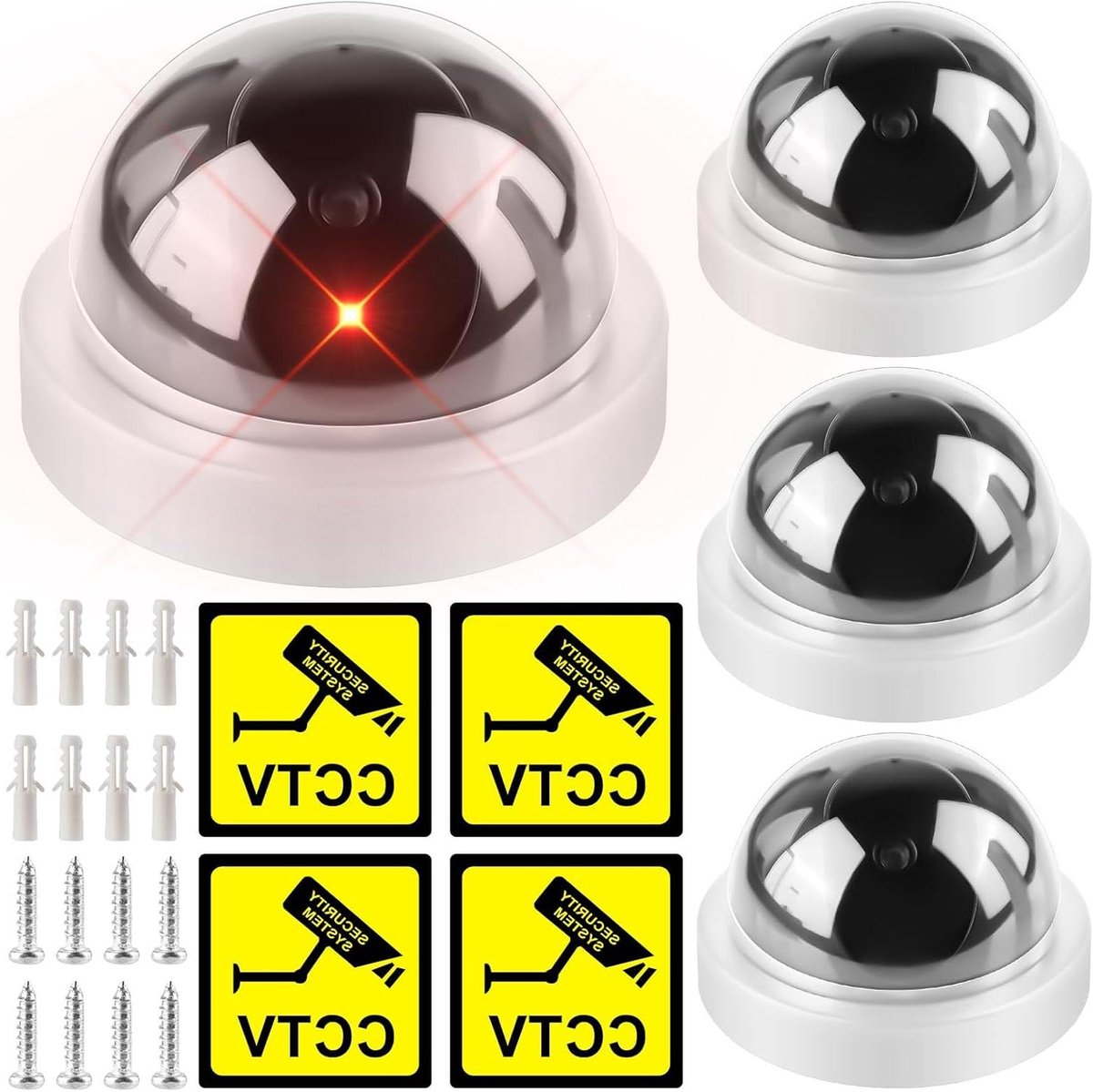 Dummy Camera Set - Nep Beveiligingscamera - Beveiliging Verhoging - Knipperende LED - 4 stuks - Wit