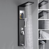 Lonheo Douchepaneel - Luxe Regendouche - 5 in 1 douchesysteem - RVS met massagejets - 5 functie Douchekolom - Handdouche - Douche Combinatie Set - Waterbesparend - Zwart