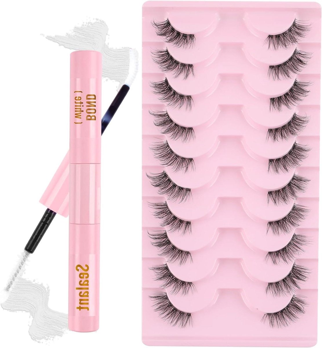Nep Wimperextensions - Half Wimpers - Natuurlijk Uiterlijk - Onzichtbare Band - 10 Paar - Zwart