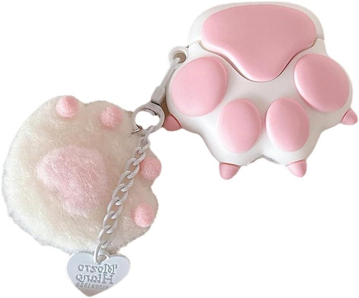 Hoesje voor oordopjes - Beschermhoes siliconen - Veilige opslag - Schattig kattenpoot design - 7.8 x 6.6 x 2.3 cm