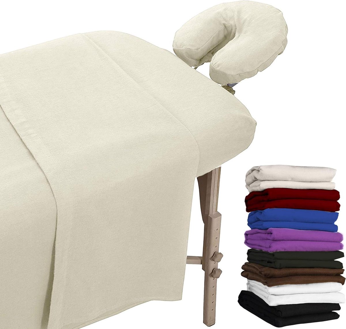 Massage Laken Set - Wellness Textiel - Ontspannende Massage - 100% Natuurlijk Katoen - 3 Delig - Natuurlijk