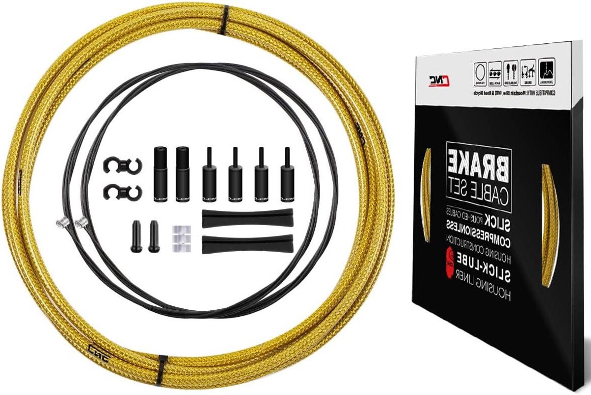 Gevlochten Remkabel - MTB Kabelset - Fietsen Verbeteren - Teflon Binnenlijn - 3000 mm - Goud