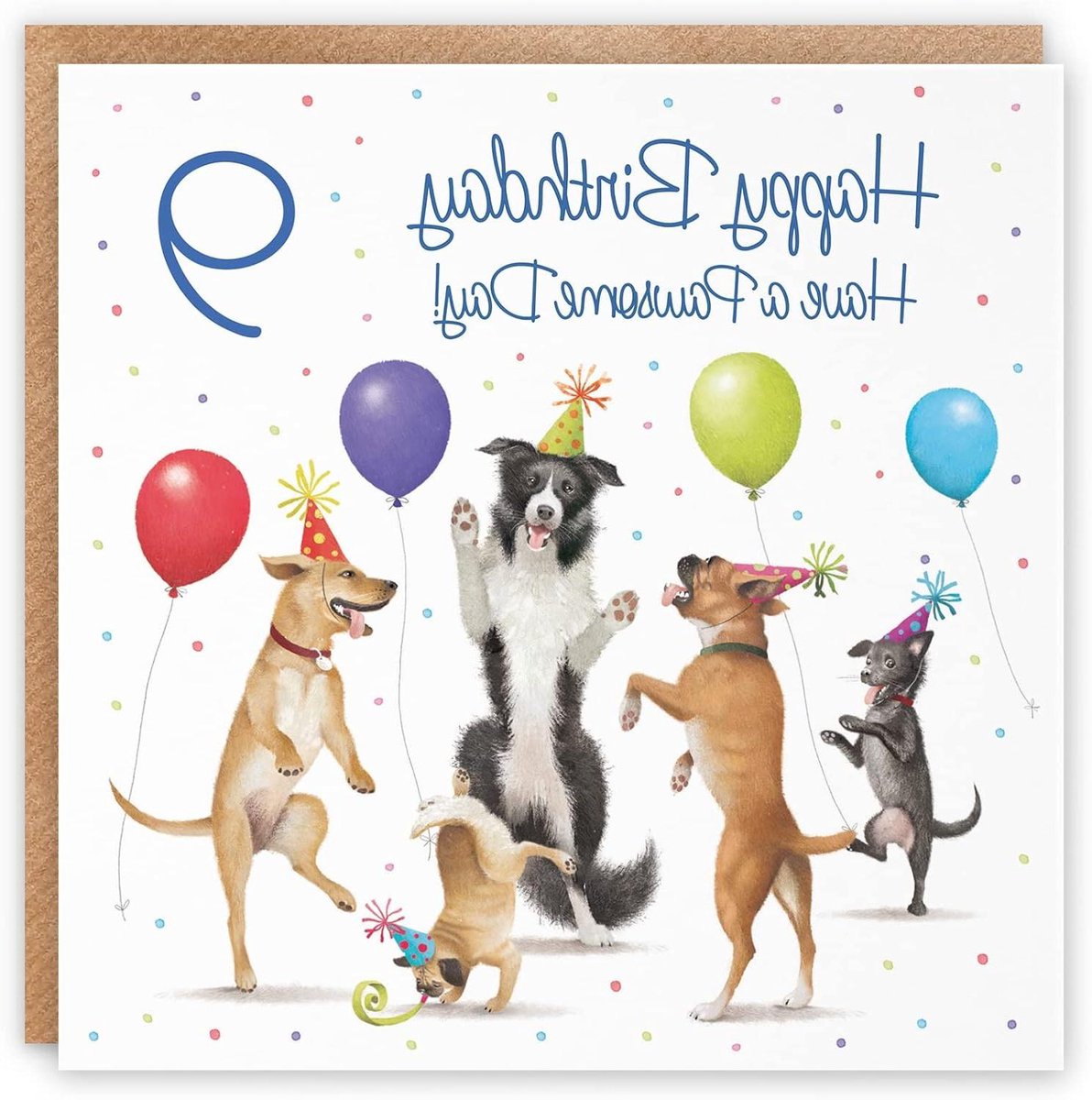 Verjaardagskaart Jongen Meisje - Kaart 9 Jaar - Feestelijke Groeten - Luxe Ontwerp Binnenkant - 148 x 148mm - Multicolor