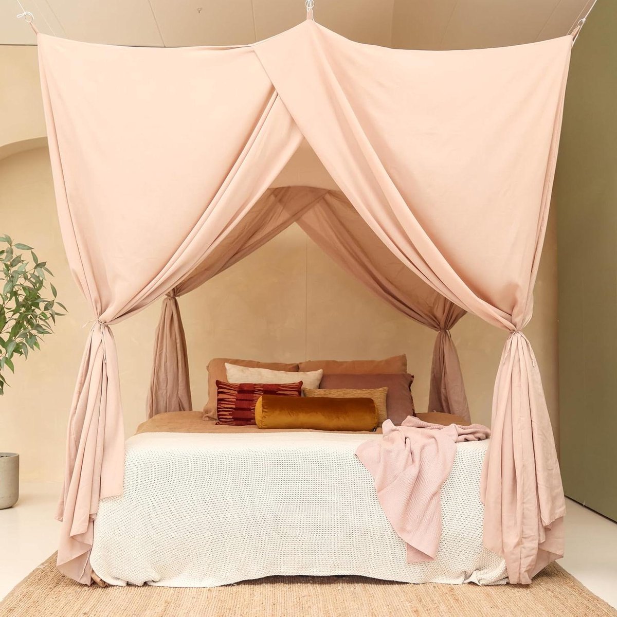 Bedhemel Rechthoekig - Klamboe Hemel - Dromerige Slaapkamer - Ademend Materiaal - 220x220x230 cm - Nougat