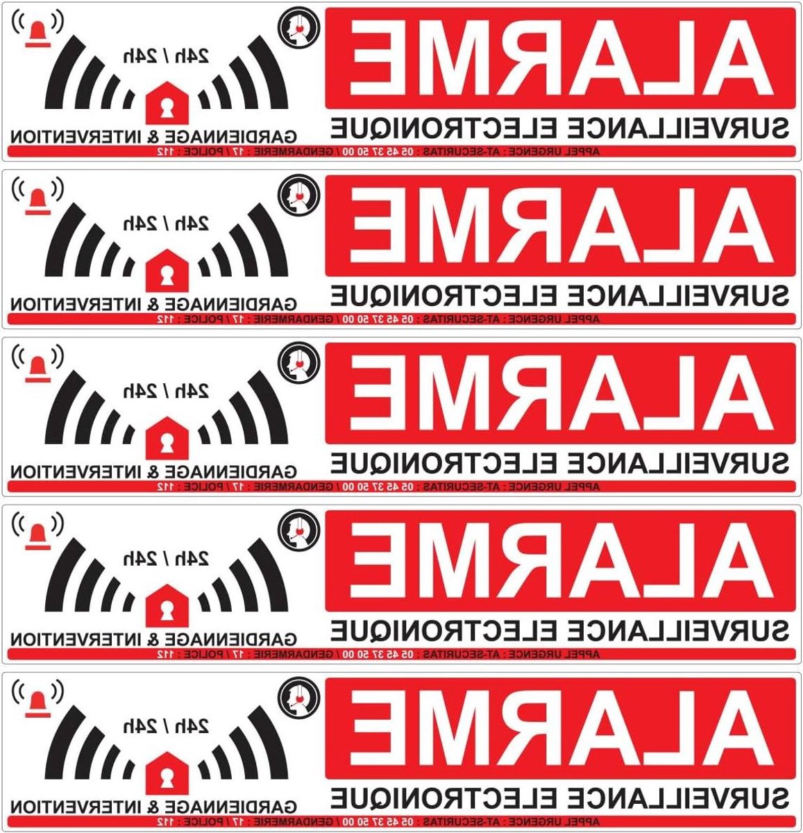 Veiligheidsstickers - Waarschuwingsstickers Alarm - Huis Beveiligen - Waterdicht UV-bestendig - 5 stuks 4x20cm - Veelzijdig