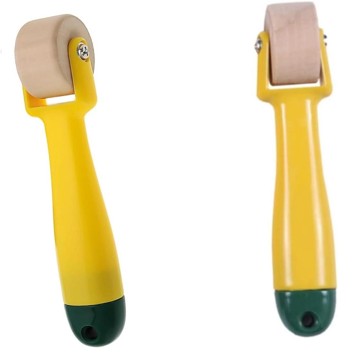 Naairol 2 stuks - Handpers rol - Naden platdrukken - Warmtevrij strijken - 15 cm lengte - Geel