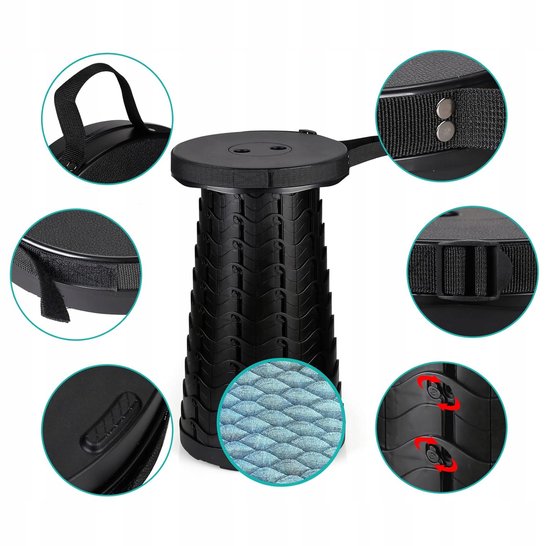 Opvouwbare kruk extra strong - Telescopische kruk - hoogte verstelbaar 6,5-45 cm - draagvermogen 180 kg - draagbaar en lichtgewicht - opstapkrukje - voor kamperen, vissen en wandelen — afbeelding 4