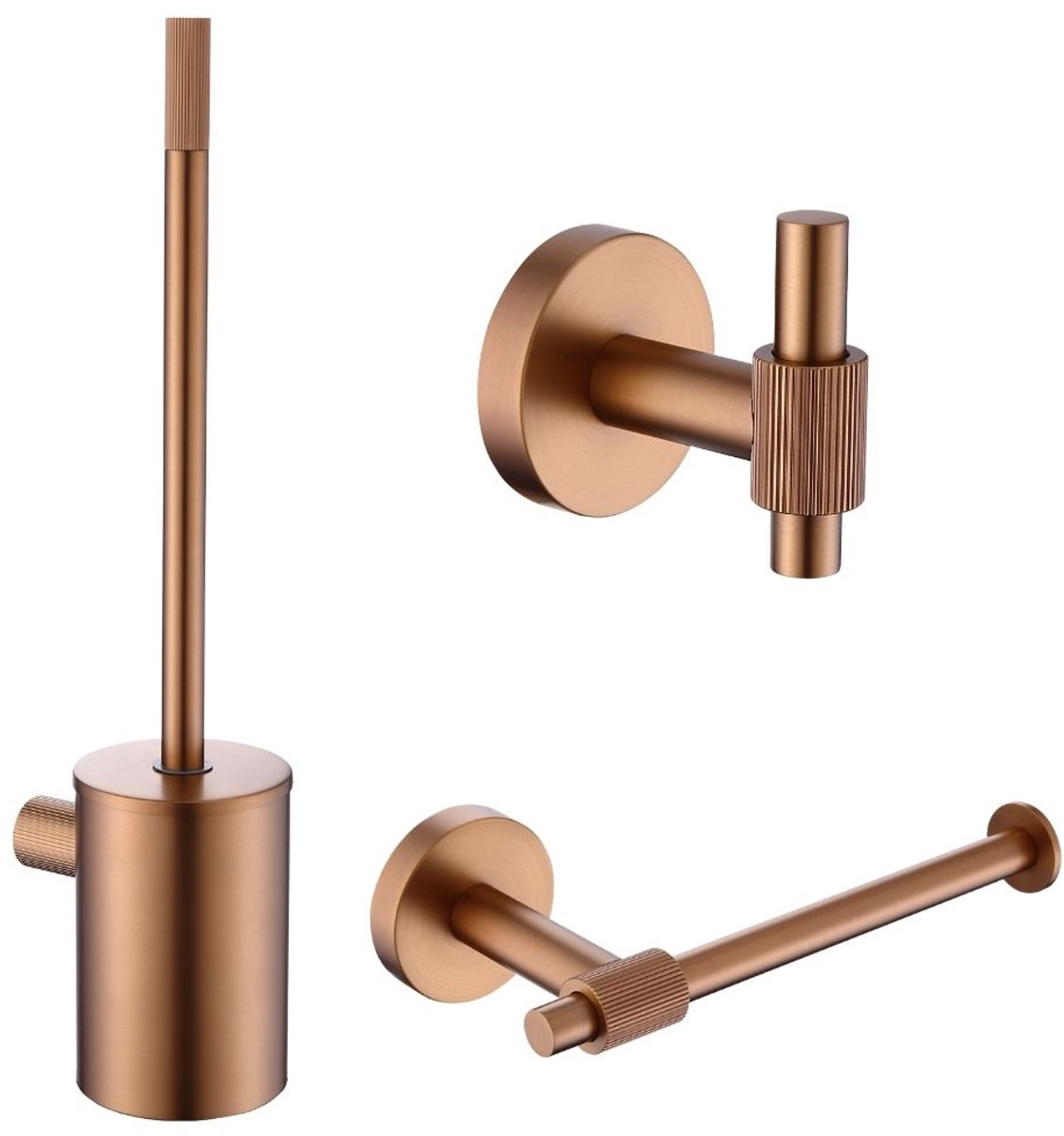 Toiletaccessoires set Sanitado Fiora met borstel, rolhouder en handdoekhaak in mat brons