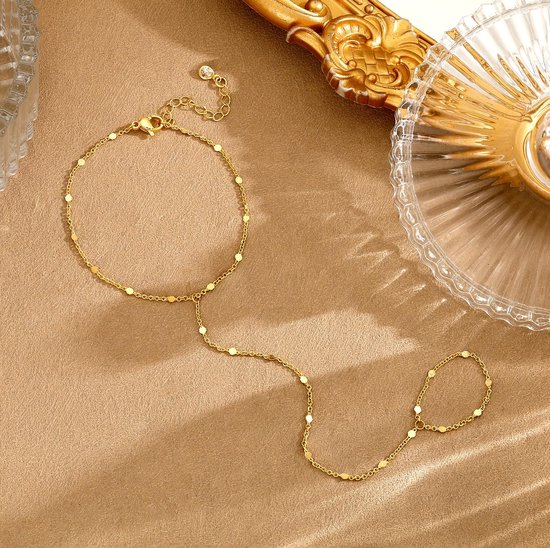 14k Vergulde Hand Ketting Armband Voor Vrouwen Trendy, Sierlijke Ring Armbanden Hand Chain Vinger Nail Armband Eenvoudige Gouden Hand Sieraden Voor Vrouwen Geschenken — afbeelding 4