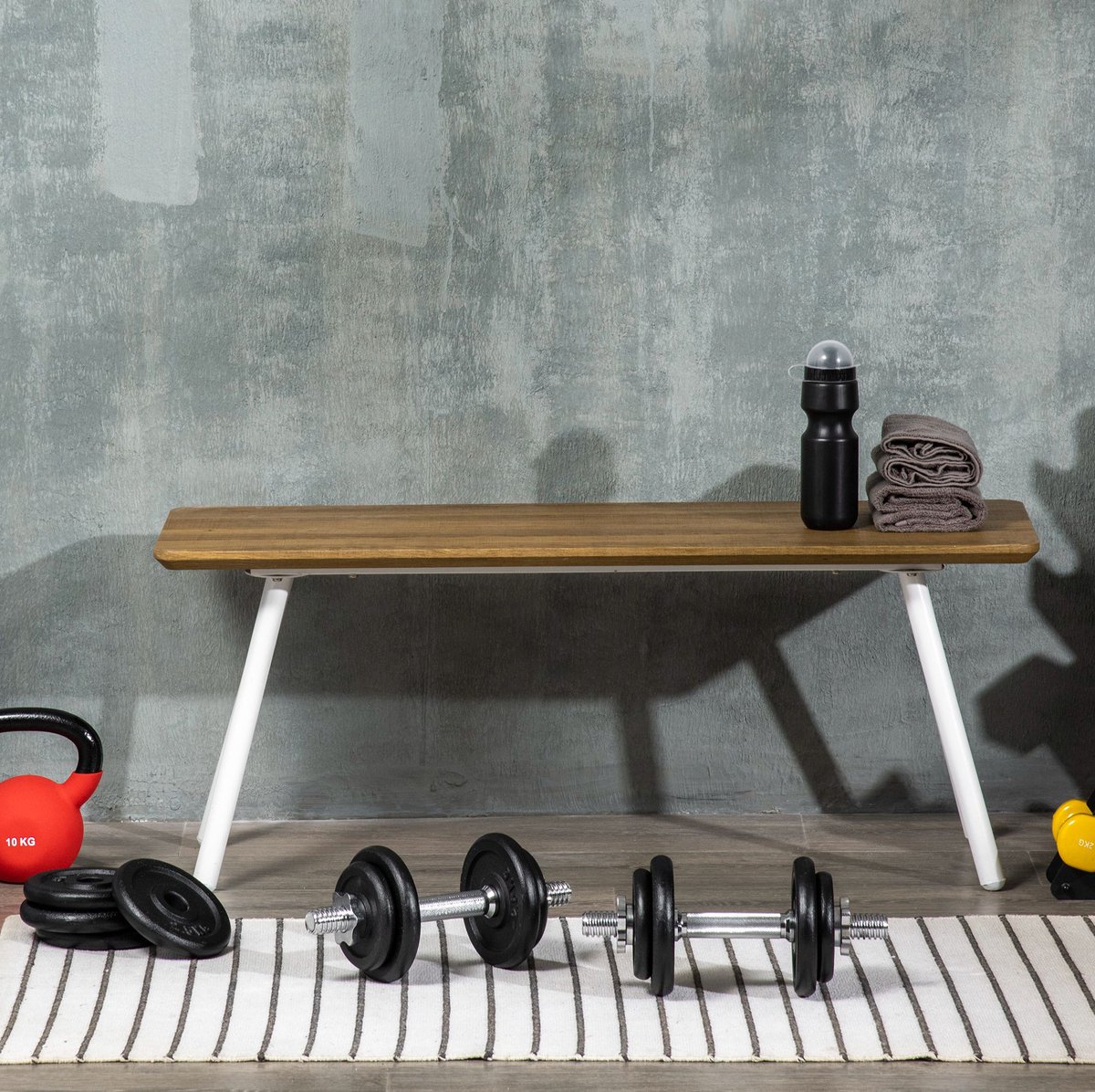 MEUNIQ 2-in-1 verstelbare halterset 20 kg met dumbbell- en barbellfunctie, verbindingsstang, antislip handgrepen en schroefsluitingen, zwart
