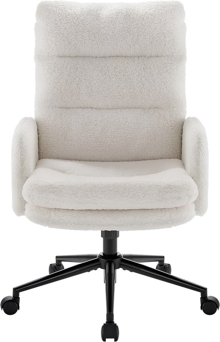 SP® Ergonomische bureaustoel - Bureaustoel met armleuningen en wielen - Draaistoel - In hoogte verstelbaar - Wit - 72cm x 72cm x 106cm