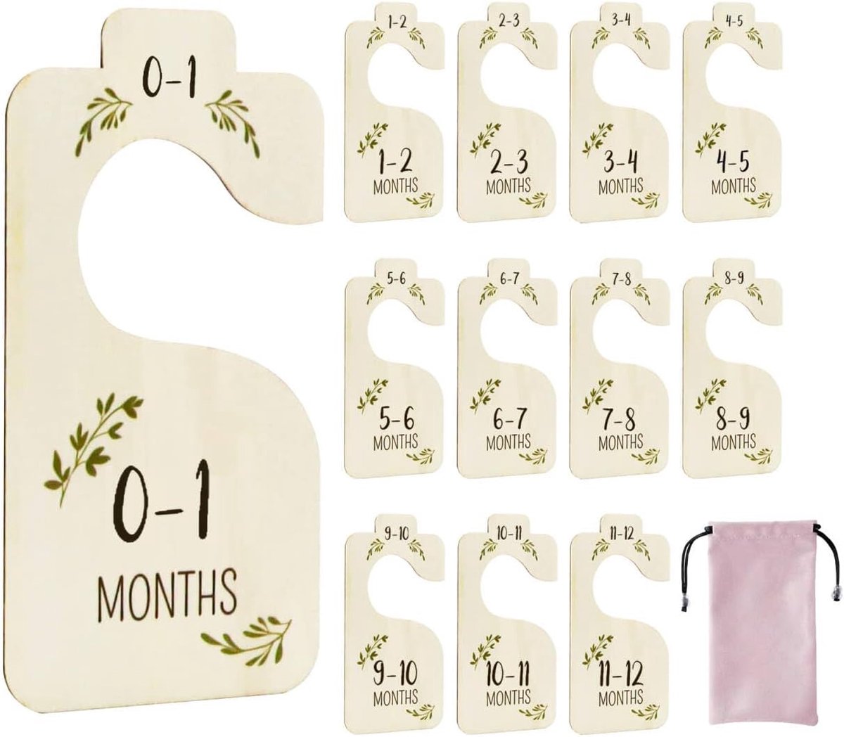 baby, 12 stuks, omkeerbare babykleding, kledingkast, verdeler, kleerhanger, dubbelzijdig bedrukt, garderobe met opbergzak voor kast, kledingstang, geschenkdecoratie