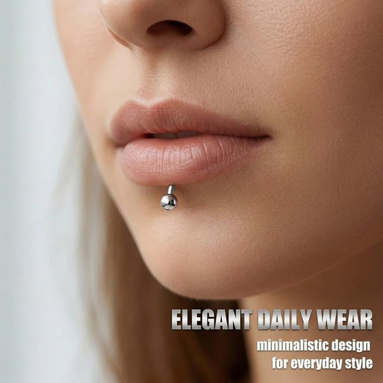 Tragus-piercing voor heren, 10 stuks, zilver, 16G, chirurgisch staal, labret, helix, 4-12 mm, kogels 3 mm — afbeelding 4