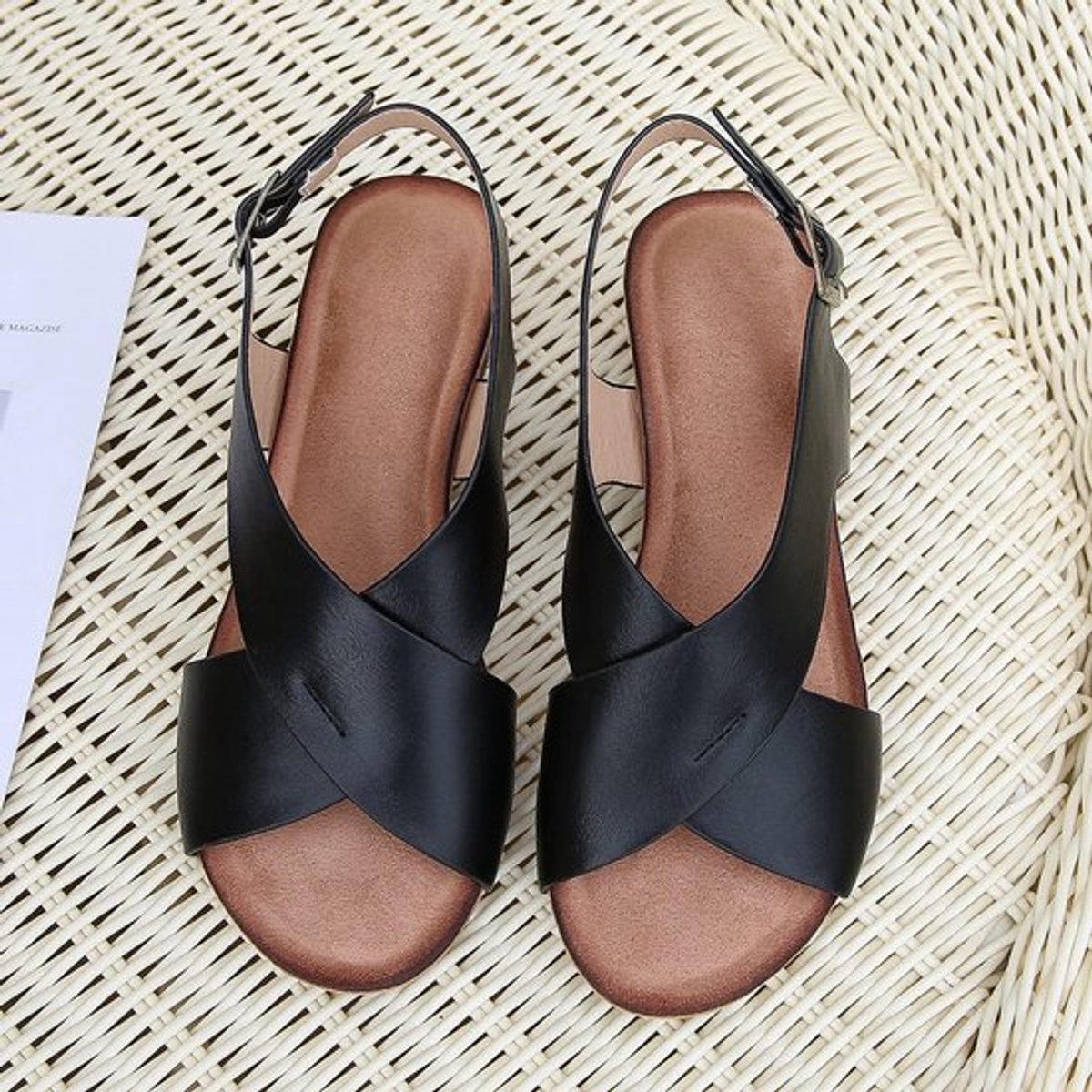 By shayne - Dames Schoenen - Wedge Sandalen - Casual Elegant - Zwart