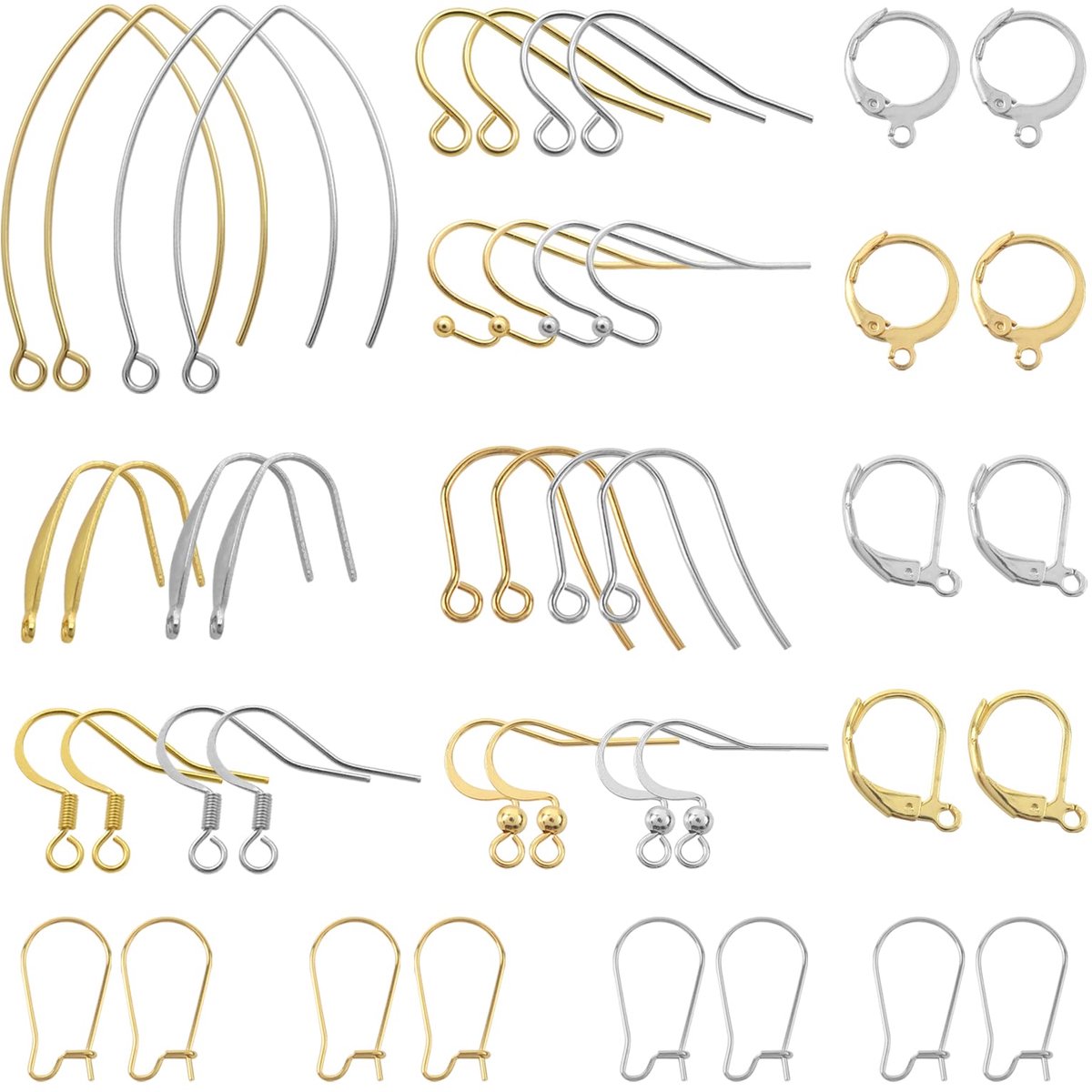 Oorbelhaken 10 Stijlen Roestvrij Staal Gouden en Zilveren Creatieve Oorrdraad Frans Oorbellen Haken Onbewerkte Sieradenaccessoires voor Doe-het-zelf Oorbellen Sieraden Maken