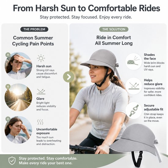 Trendy Fietshelm met Zonneklep - Fietshelm in Hoed Stijl voor Dames en Heren - Stijlvolle Veiligheidscap voor Woon-werkverkeer en Recreatieve Fietstochten - Zomer Grijs van trendy — afbeelding 3