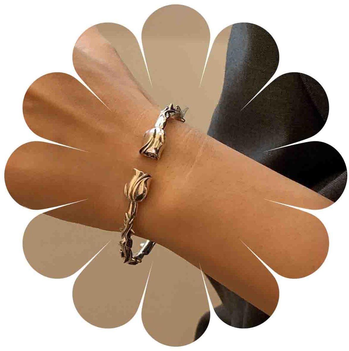 armband zilver vintage roos charme open manchet armband statement roos bloem geluk armband handketting boho hand band voor vrouwen en meisjes